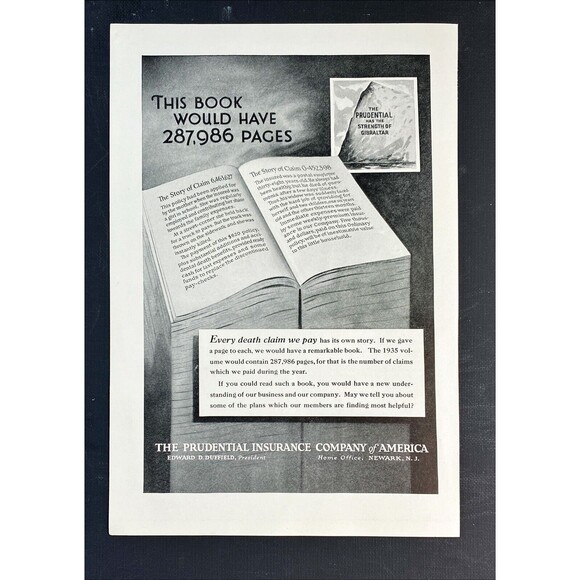 Prudential Insurance "Every Death Claim We Pay has its own Story" Print Ad 1936 - Picture 3 of 3